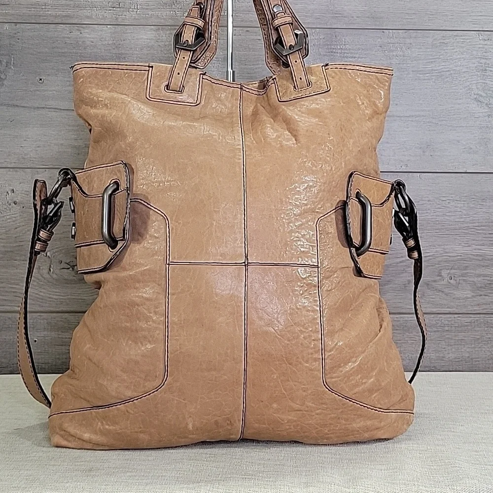 orYANY Brown Large Leather Shoulder Bag Tote Handbag